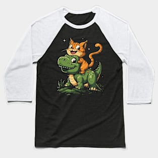 Cat Dinosaur Reunion Baseball T-Shirt
